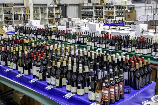 Some of the wine in the auction centre.