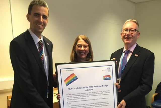 Paul Matthew with Elaine Baylis (ULHT Chair) and Andrew Morgan (ULHT chief executive)