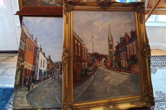 A couple of the paintings on display at Golding, Young & Mawer in Louth.