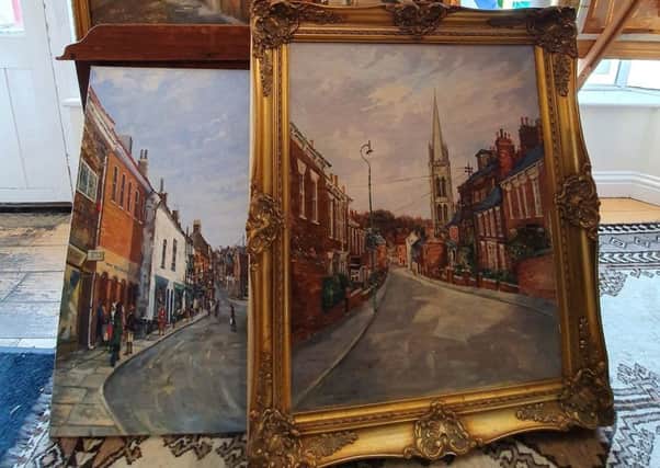 A couple of the paintings on display at Golding, Young & Mawer in Louth.