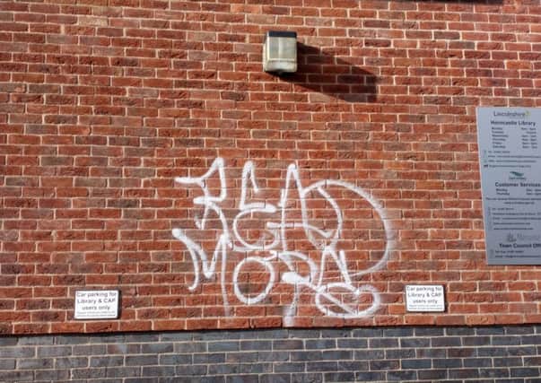Graffiti on the wall of Horncastle Library.