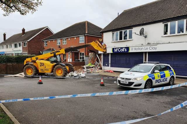 Police attended the scene at McColls in Holton le Clay on Friday October 11.