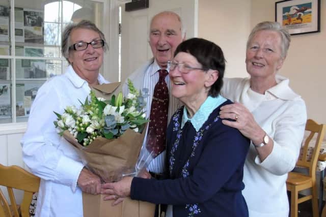 A celebratory bouquet from members of Market Rasen Station Adoption group