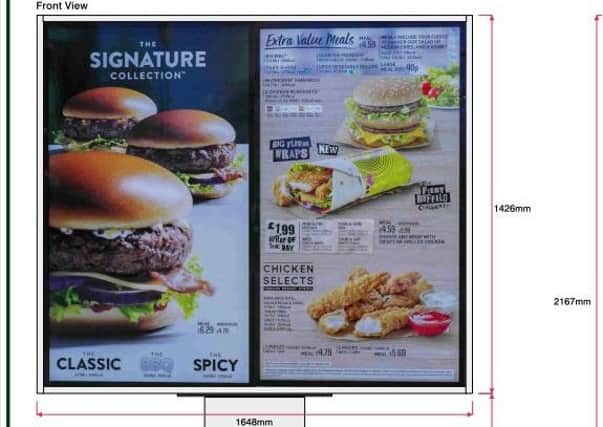 Detailed plans of signage and layout at the proposed McDonalds.
