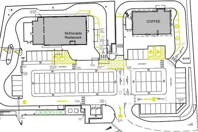 Detailed plans of signage and layout at the proposed McDonalds.