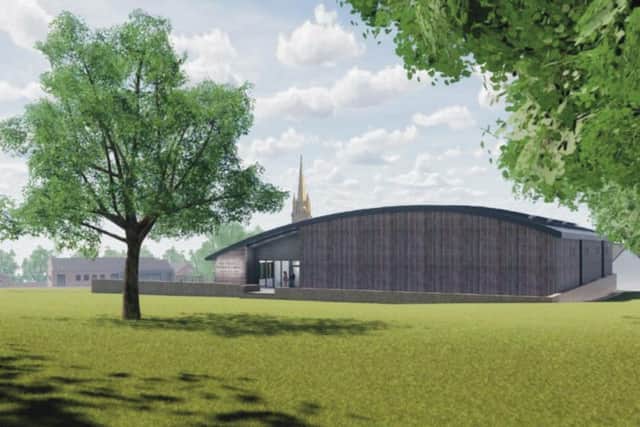 Illustrated plans for the proposed sports hall.