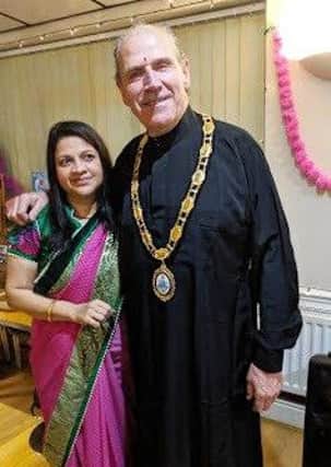Kavita Pilani from Indian Spice, alongside the Mayor of Mablethorpe and Sutton, Councillor Carl Tebbutt.