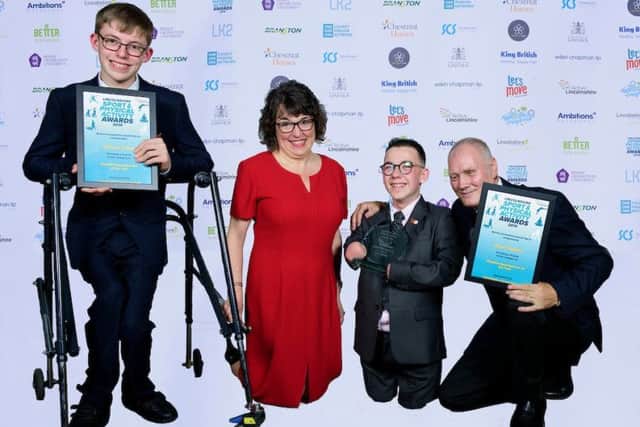 Disabled Sportsperson of the Year, Harvey Phillips, with finalists Stuart Rodgers, of Louth Archery Club (right) and Thomas Talbot.
Picture: Chris Vaughan Photography for Active Lincolnshire EMN-191118-094450002