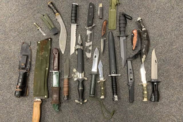 Knives handed into the police station at Lincoln. EMN-191220-182632001