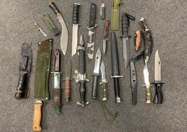 Knives handed into the police station at Lincoln. EMN-191220-182632001