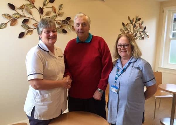 Team Lead Sue Limmer (left), Graham Dodsworth, and Assistant Practitioner Sue Harding who was heavily involved in Grahams rehabilitation.