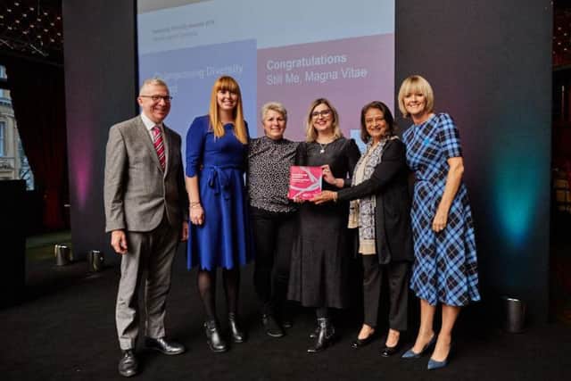 Magna Vitae 'Still Me' team members Erica Bowering, Tracey Wilkinson and Elizabeth Atkin at the awards ceremony.