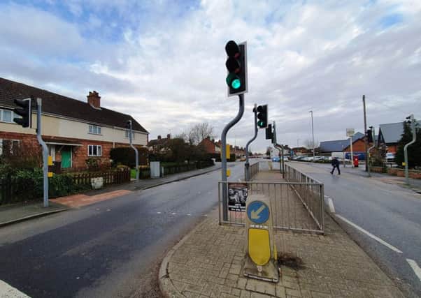 A Ford Focus hit a 12-year-old girl at this set of traffic lights in Newmarket, Louth, on Monday evening.