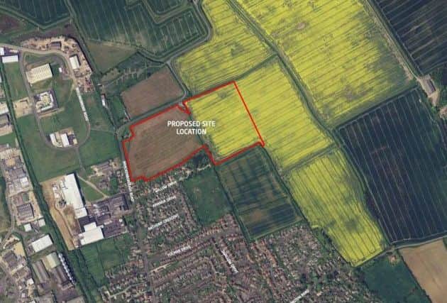 The proposed housing site (in red) off Brackenborough Road in Louth.
