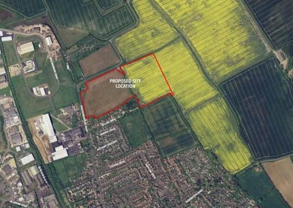 The proposed housing site (in red) off Brackenborough Road in Louth.