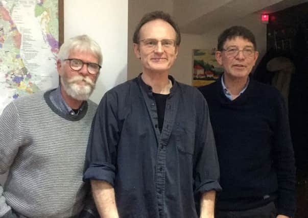 Chris, David and Pete (pictured together in 2018) have 'virtually' revived their rock band.