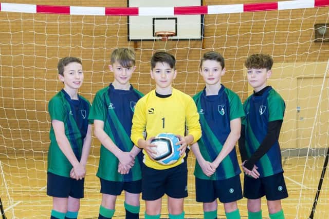 Louth Academy Year 7 Futsal team, from left, Harry McBurnie, Oliver Carter, Billy Scollick, Billy Bennett, Cameron Lawrie.
Picture: Sean Spencer/Hull News & Pictures Ltd EMN-200602-135125002