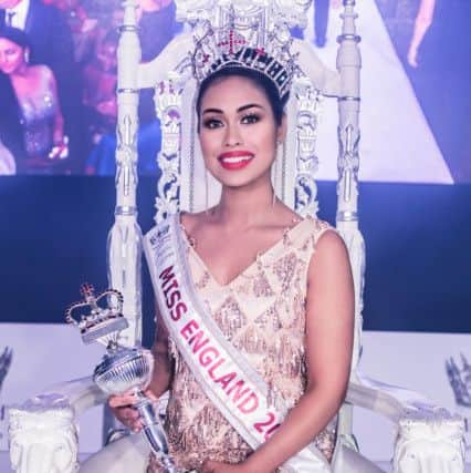 The reigning Miss England, Bhasha Muckerjee, from Lincolnshire.