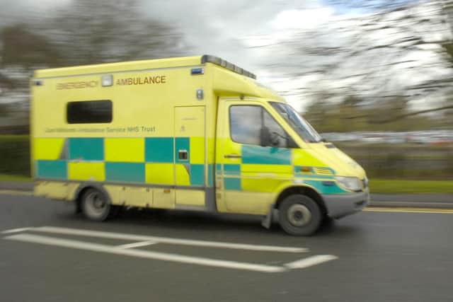 Moving ambulance in Boston.