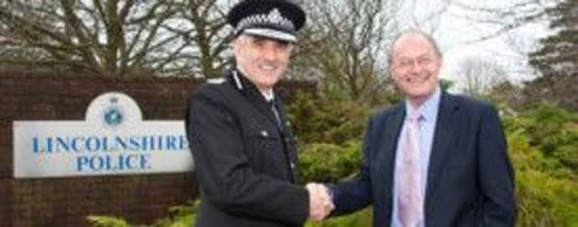 Lincolnshire Police's chief constable Neiil Rhodes with police and crime commissioner Alan Hardwick during more convivial times.