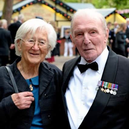 George 'Johnny' Johnson with the daughter of Barnes-Wallis, who invented the bouncing bomb, Mary