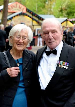 George 'Johnny' Johnson with the daughter of Barnes-Wallis, who invented the bouncing bomb, Mary