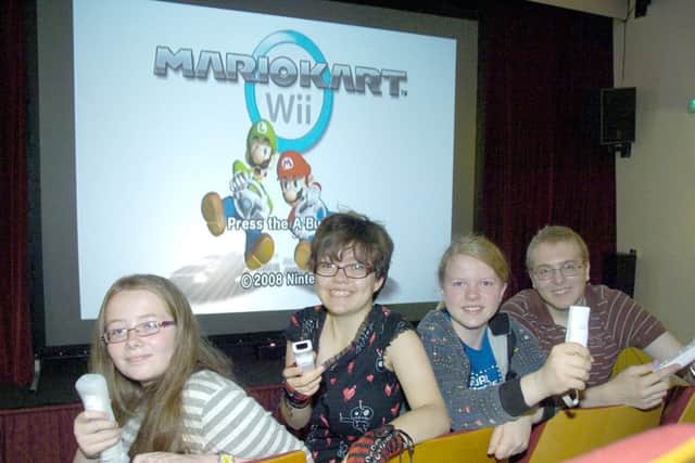 Mario Kart racing championship with sleaford community cinema at Skleaford Little Theatre.
L-R Lisa Cooper 12, Sam Davies 16, Emily Davies 12 and Matthew Figgitt - helper.