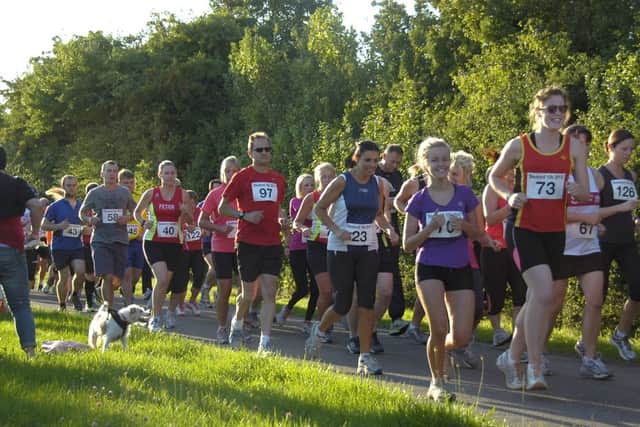 Sleaford Striders summer 10k race and fun run at Scredington.
Start of the 10k race.