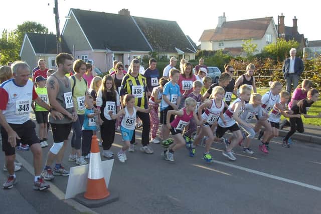 Sleaford Striders summer 10k race and fun run at Scredington.
Start of the fun run.