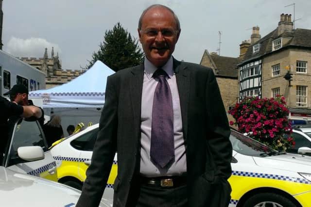 Lincolnshire Police and Crime Commissioner Alan Hardwick during a community engagement event in Red Lion Square, Stamford