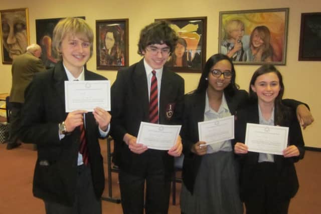 The successful maths team left Sammy Braben, Daniel Bassett, Jemi Maliyil and Laura Brady. EMN-140325-161549001