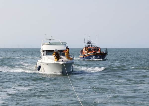 RNLI lifeboats from Skegness, Mablethorpe and Wells were called out to a ship grounded off Mablethorpe on Friday. Picture supplied by Russell Matthews