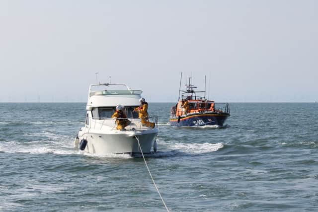 RNLI lifeboats from Skegness, Mablethorpe and Wells were called out to a ship grounded off Mablethorpe on Friday. Picture supplied by Russell Matthews