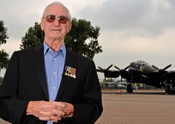 Veteran Harry Parkins ready to greet the Lancasters in Coningsby EMN-140808-114006001