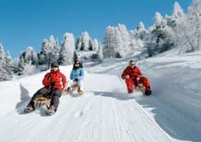 On a high-speed sledge ride in the Davos/Klosters region. Picture: PA Photo/Raphael Koch.