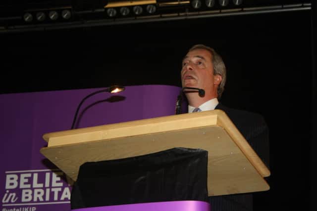 Nigel Farage, speaking in Boston.