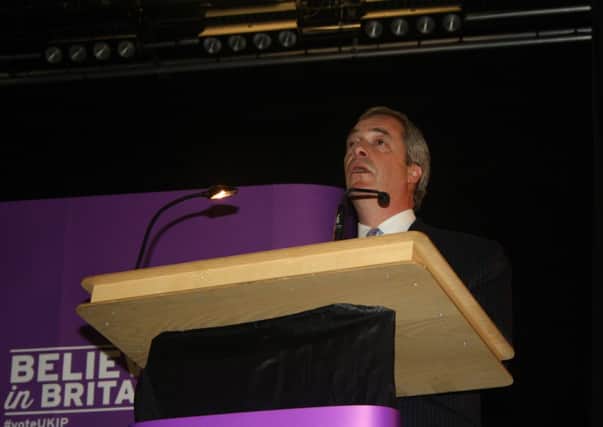 Nigel Farage, speaking in Boston.