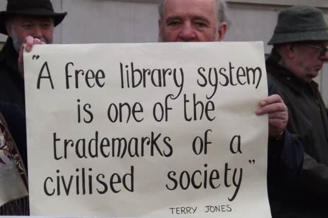 Protesters are still fighting to save their libraries outside Lincolnshire County Council's offices in Lincoln. Photo: Ros Jackson. EMN-150127-163445001