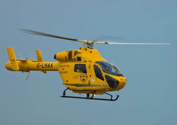 A Lincs and Notts Air Ambulance ambucopter.  Photo supplied.