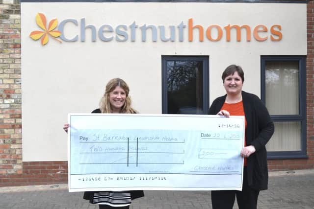 St Barnabas Hospices events manager Becky Otter with Liz Penniston from Chestnut Homes