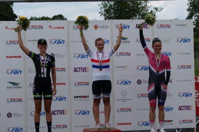 The women's race podium