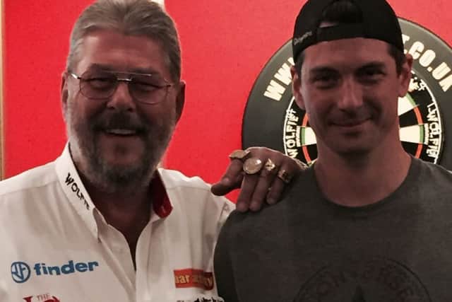 Darts Champion Martin "Wolfie" Adams and People's Strictly Come Dancing winner Cassidy Little get together for a pint at the Deepings Beer Festival