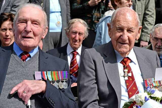 At the double: George 'Johnny' Johnson (left) with fellow Dambusters survivor John 'Les' Munro. ENGEMN00120130520150812