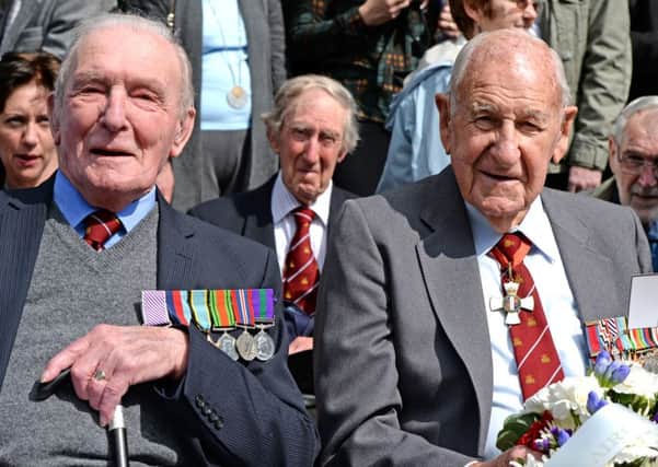 At the double: George 'Johnny' Johnson (left) with fellow Dambusters survivor John 'Les' Munro. ENGEMN00120130520150812
