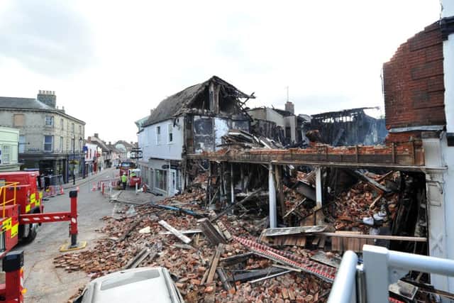 THE AFTERMATH: Fire ripped through shops and properties in Friars Street, Sudbury last night. ANL-150709-170856009