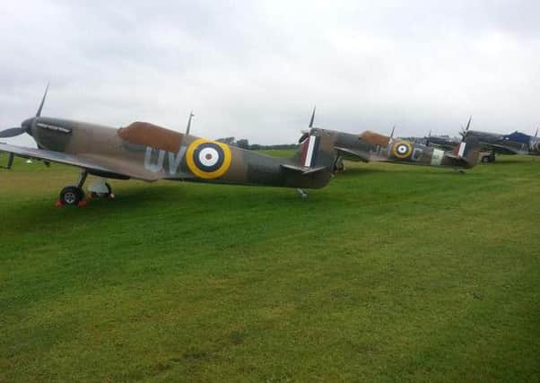 The Battle of Britain Memorial Flight Spitfires getting ready for today's 75th anniversary flypast