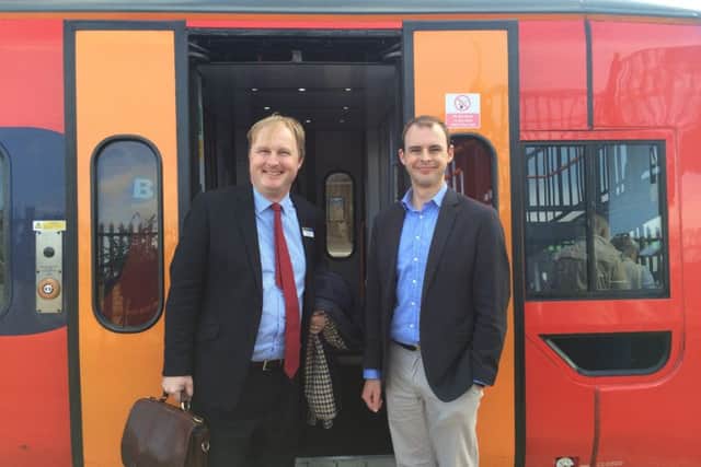 East Midlands Trains managing director Jake Kelly with MP for Boston and Skegness Matt Warman.