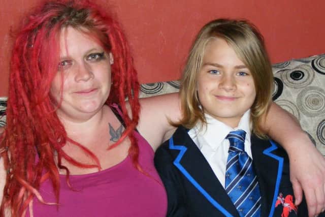 Victoria Leedham and son Harley, 11. EMN-150925-093506001