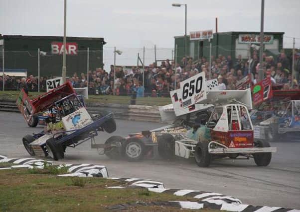 All the thrills and spills of Brisca F1 stock car racing.