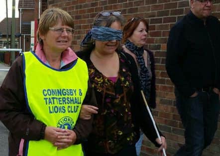 Reporter Dianne Tuckett took part in the Lions' sight awareness walk EMN-151026-153305001